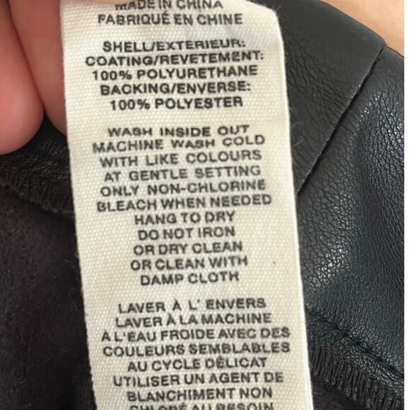 Womens Avec Les Filles Anthropologie Black Faux Leather Wide Leg Pants Sz Large - Picture 7 of 7